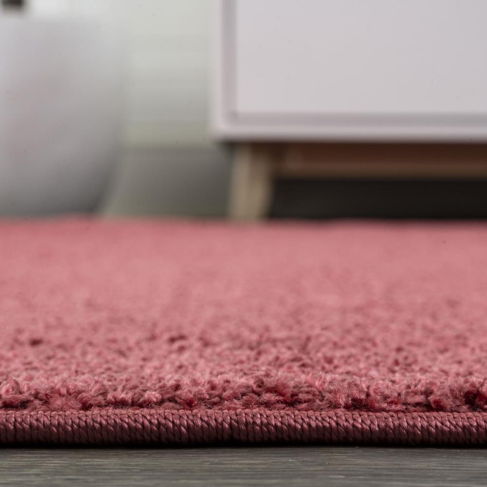Soft Haze Solid Low Pile Area Rug - Red Modern Carpet for Living Room, Bedroom & Home Decor