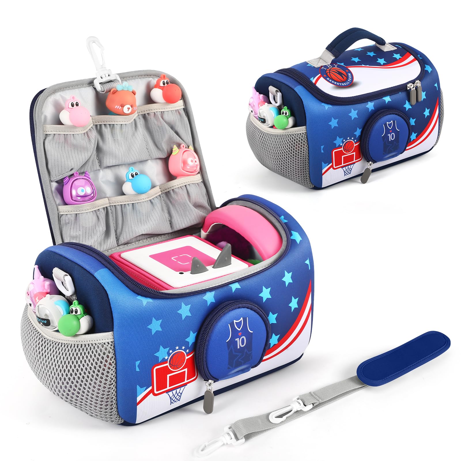 Compatible with Toniebox Audio Player - Shoulder Strap Portable Bag for Storage & Charging | Navy Blue Carrying Case for Tonies Figures | Perfect for Travel, Kids' Playtime & Headset Organization