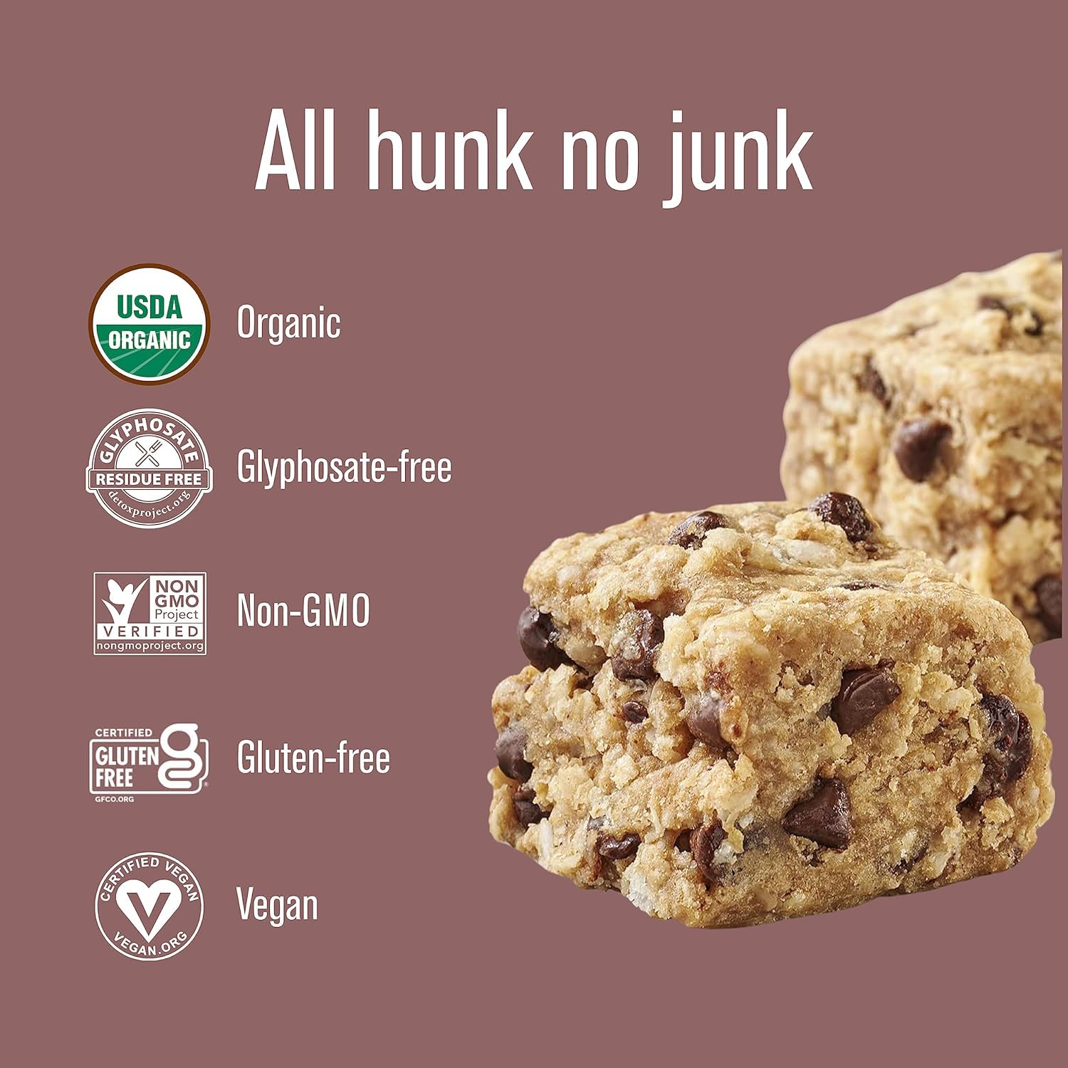 HeavenlyHunks Organic Oatmeal Dark Chocolate Cookies - Gluten-Free, Vegan, Non-GMO - 22 Cookie Chunks (7.2 oz Pack) - Perfect for Snacking, Gifts & Healthy Desserts