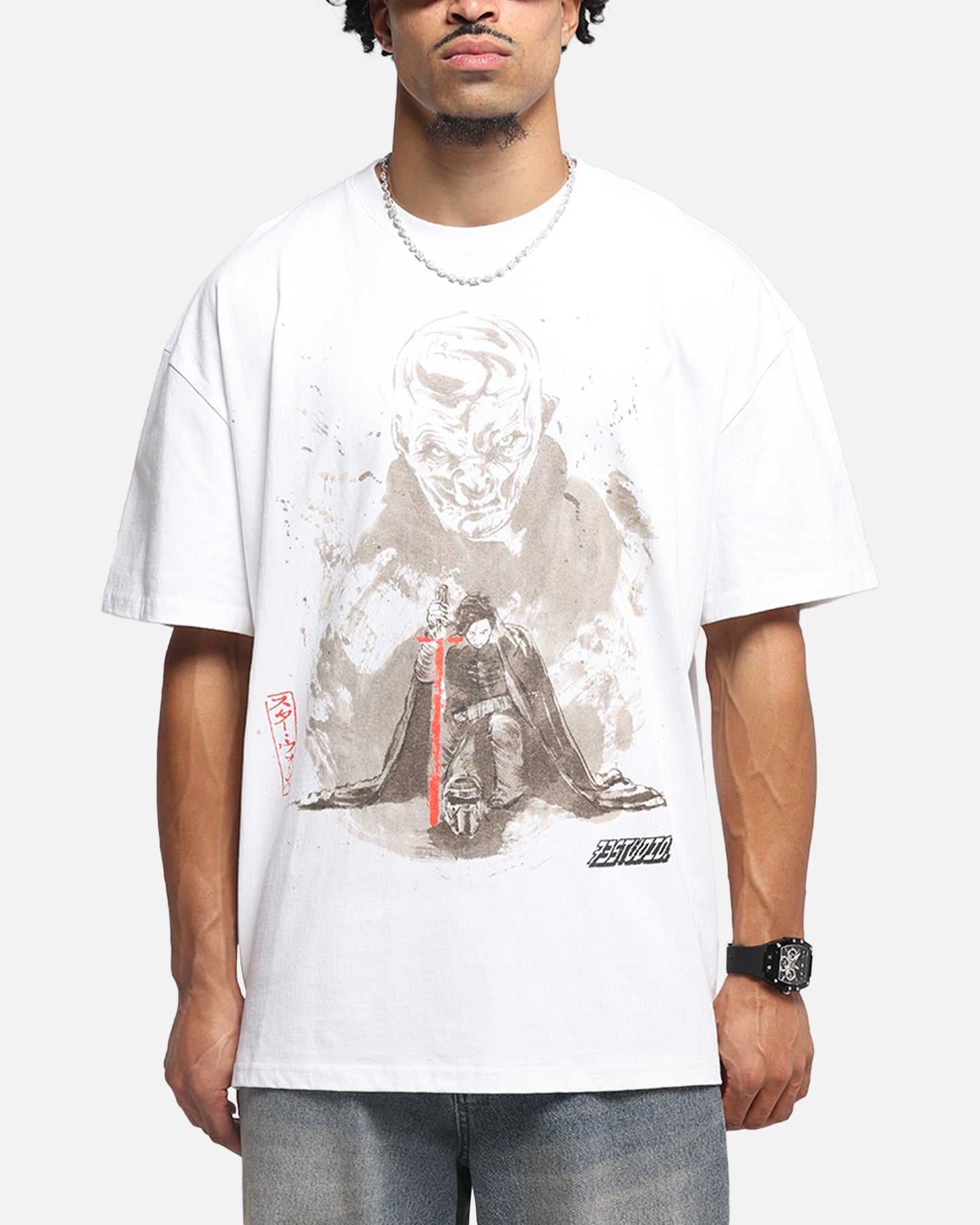 Star Wars Takumi Last Jedi Vintage T-Shirt - White | Officially Licensed Retro Graphic Tee for Men & Women - Perfect for Cosplay, Movie Nights & Fan Gifts