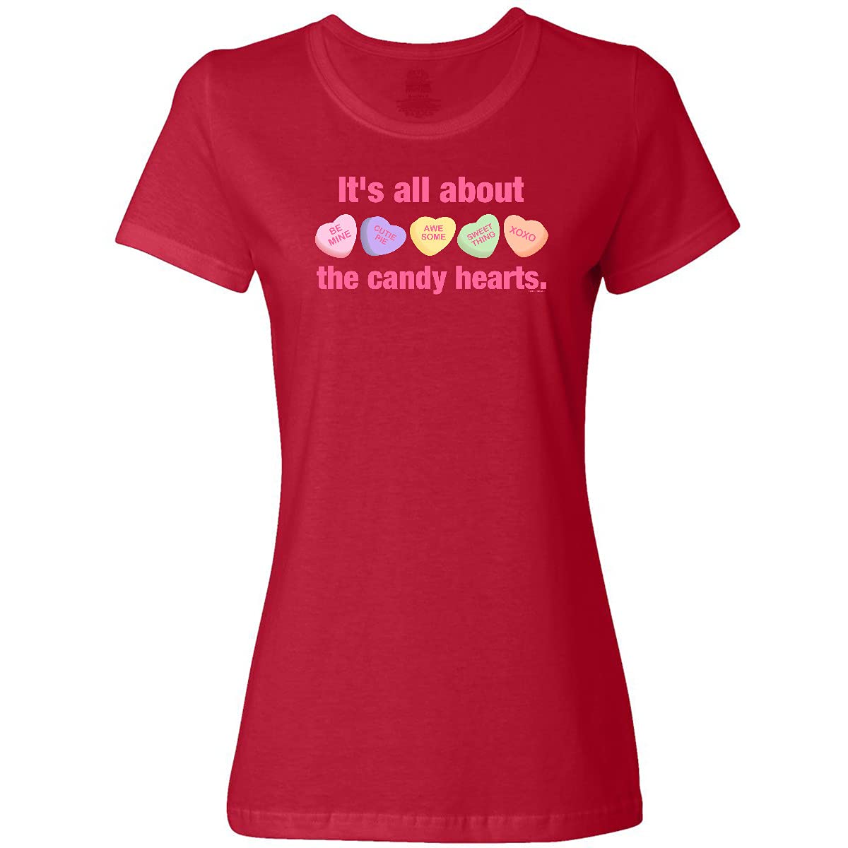 Inktastic Candy Hearts II Women's T-Shirt | Cute Valentine's Day Graphic Tee | Casual Comfort Fit Cotton Top for Everyday Wear | Perfect Gift for Girlfriend, Wife or Daughter