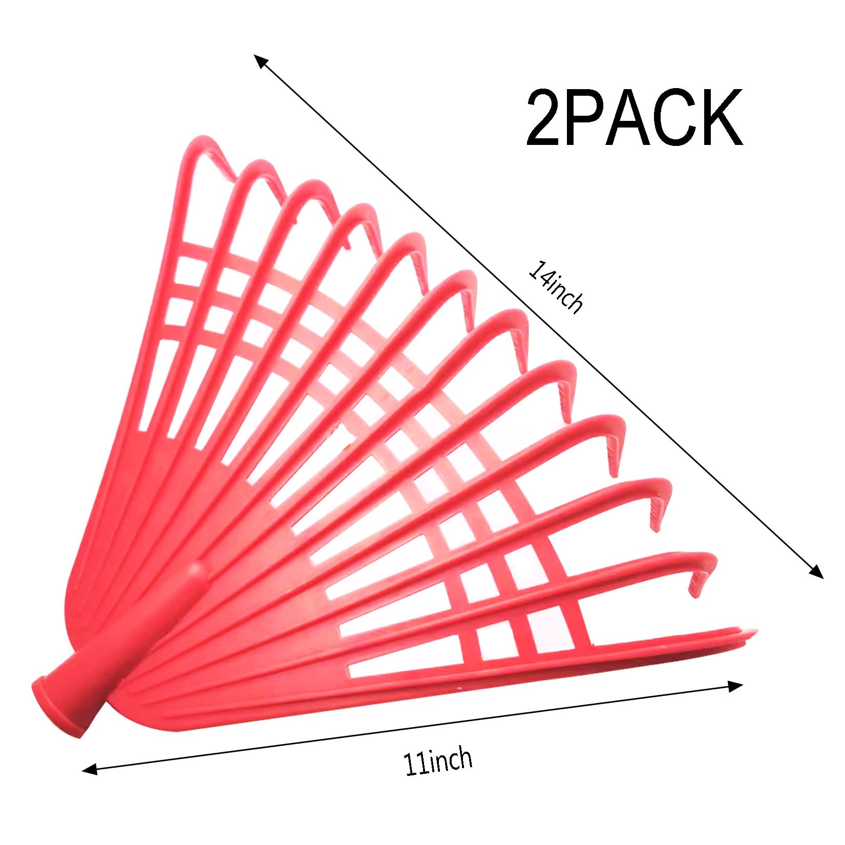 Markeny 2-Pack Heavy Duty Plastic Garden Leaf Rakes - 12 Tines Replacement Rakes for Quick Lawn, Yard & Leaf Cleanup - Durable Outdoor Yard Tools for Fall Leaves, Grass Clippings & Debris (Red) - Perfect for Backyard, Garden Maintenance & Landscaping