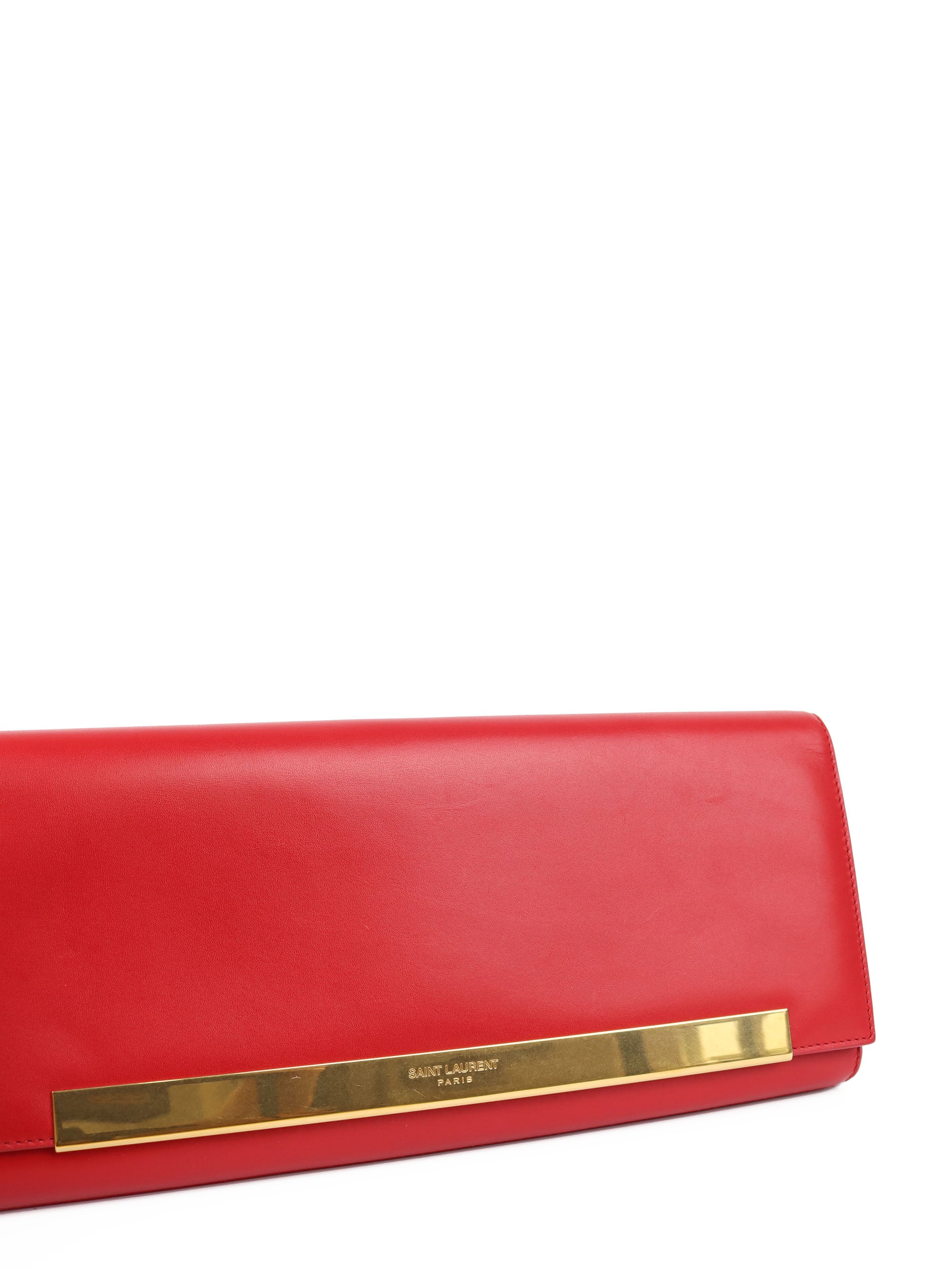 Saint Laurent Red Leather Clutch Bag for Women - Elegant Evening Purse for Parties, Weddings & Special Occasions