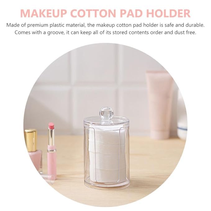 Vroxy Clear Acrylic Cosmetic Cotton Storage Box - Makeup Remover Cotton Pad Dispenser Holder for Bathroom, Vanity & Dressing Table | Organize Beauty Essentials & Skincare Products (1 Piece) - Perfect for Daily Makeup Routine & Spa Nights