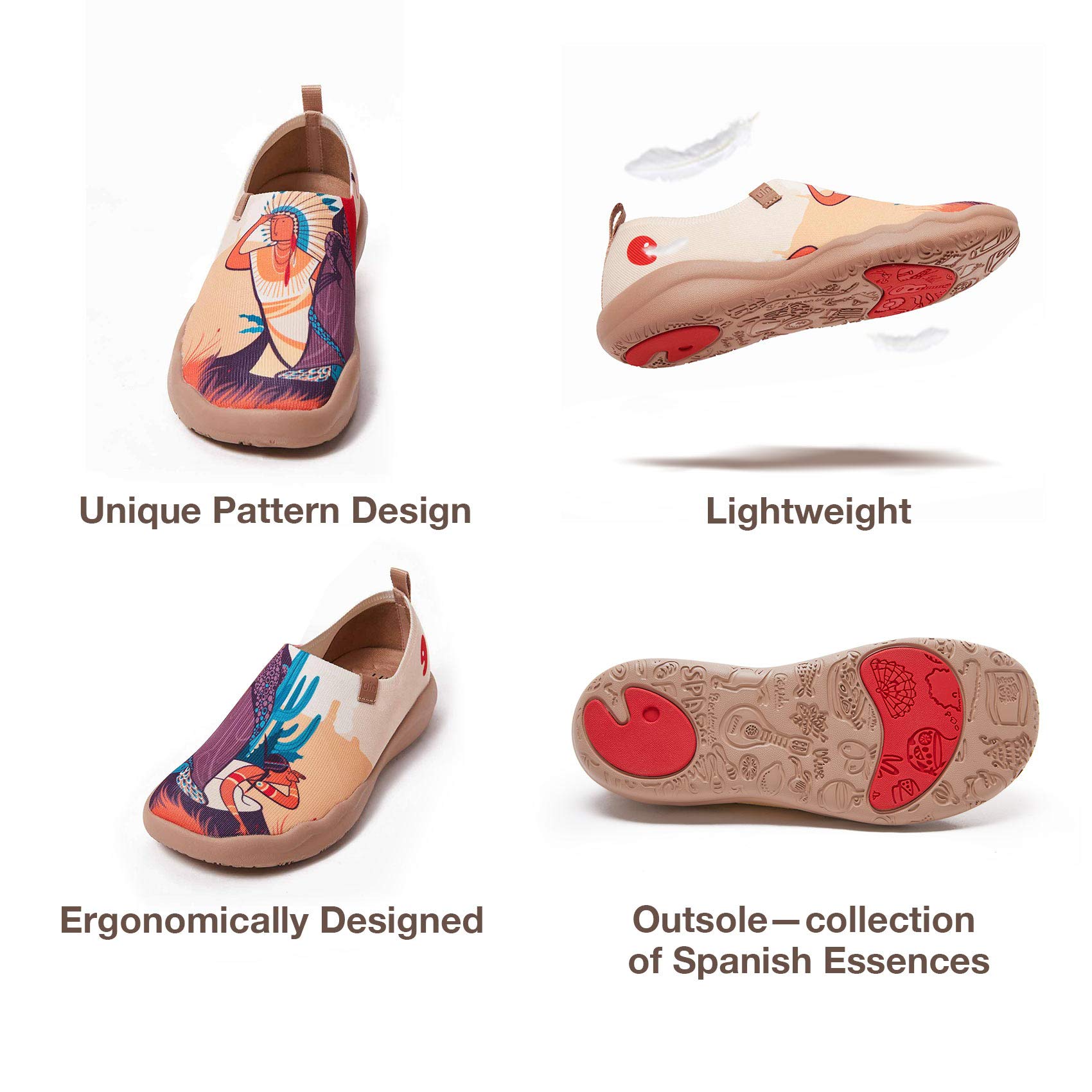 UIN Women's Art Painted Slip-On Loafers - Lightweight Knit Travel Shoes with Constellation Design | Comfortable Casual Sneakers for Walking, Work & Vacation Outfits