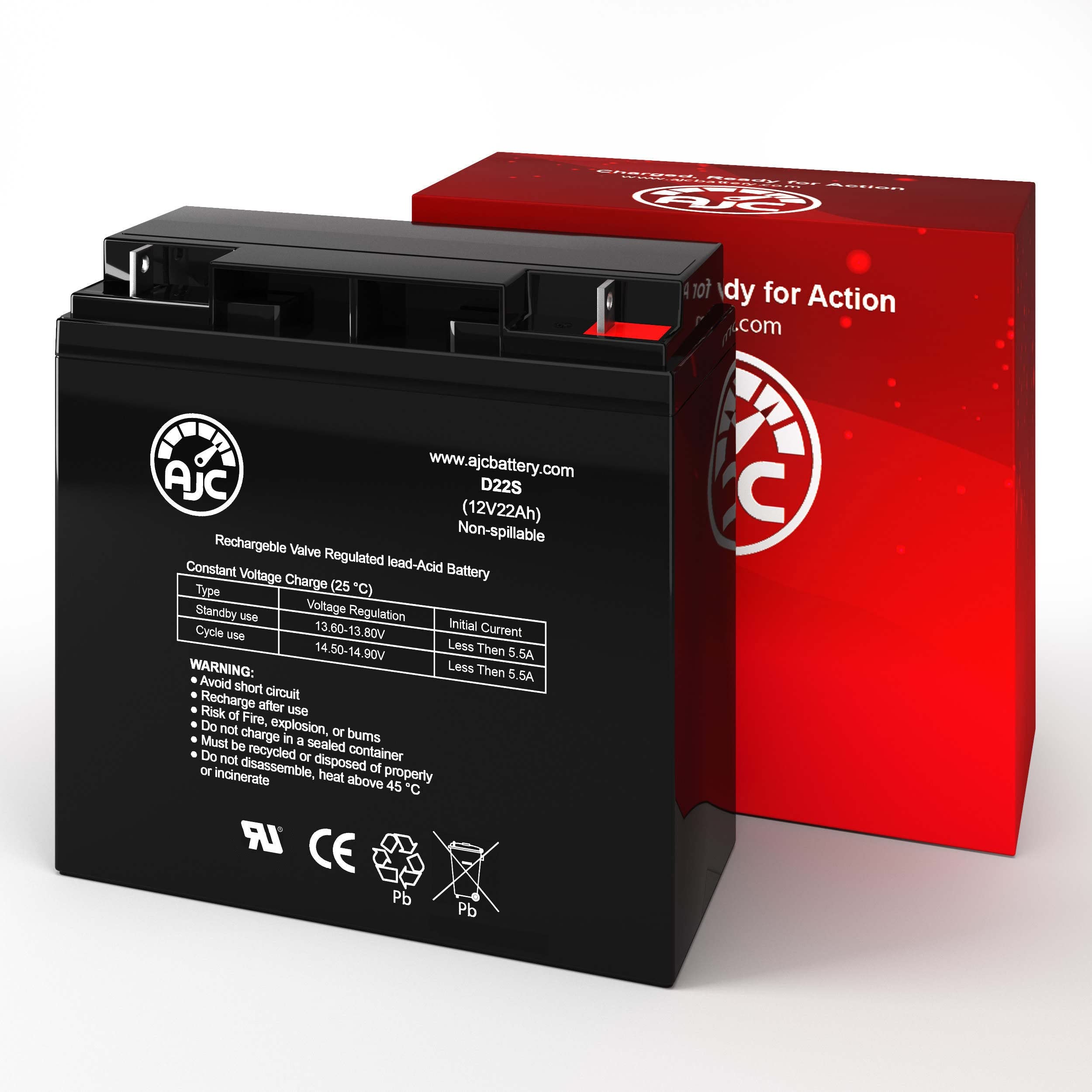 AJC Replacement Battery for DSR PSJ3612 DC Power Source - 12V 22Ah Sealed Lead Acid Battery - Compatible with Jump Starters, Emergency Power Supplies & Solar Systems