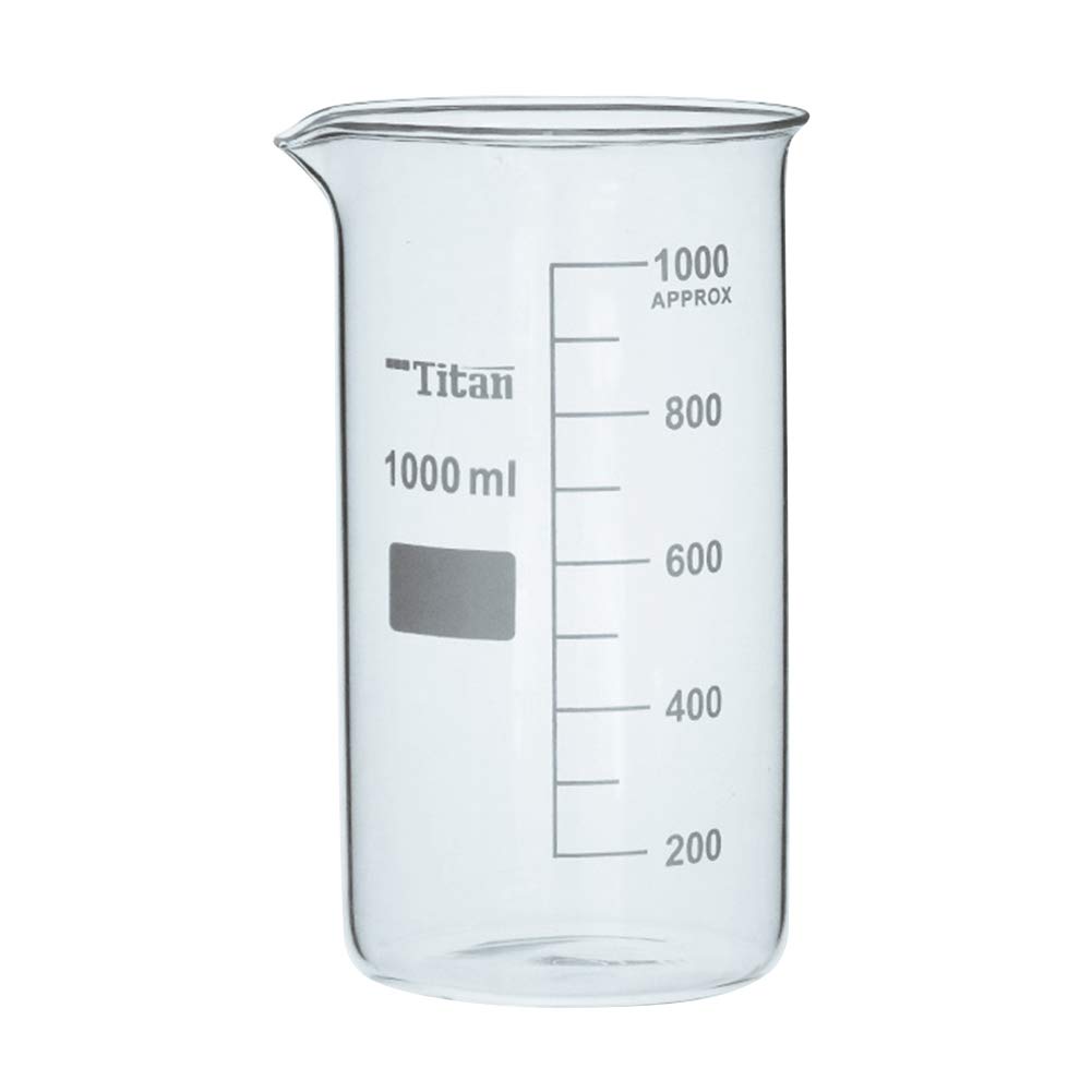 1000ml Borosilicate Glass Lab Beaker Set - 6pcs High Form Scientific Beakers for Chemistry Experiments & Laboratory Use
