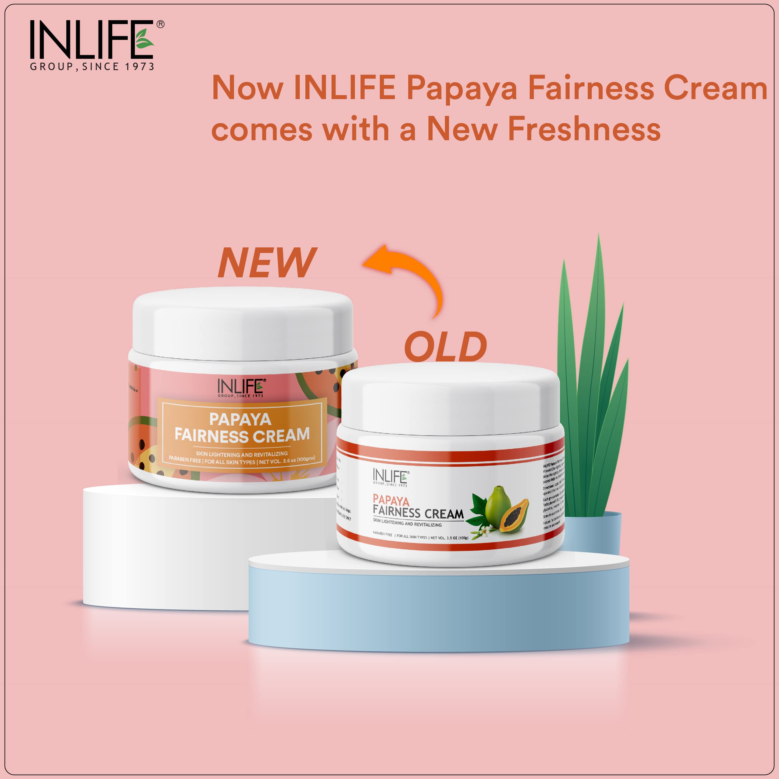 INLIFE Natural Papaya Face Cream for Women & Men | 100g Ayurvedic Herbal Moisturizer | Paraben-Free, All Skin Types | Brightening & Anti-Aging | Perfect for Dry Skin & Night Care Routine