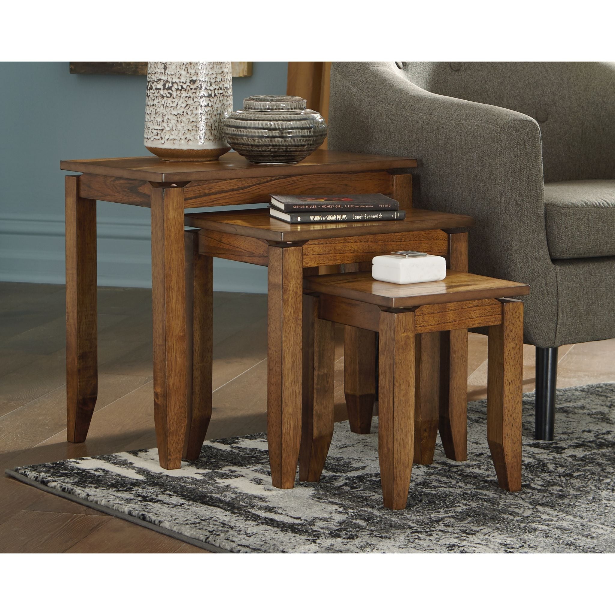 Brentmond 3-Piece Brown Wooden Accent Table Set - Perfect for Living Room, Bedroom, or Entryway Decor