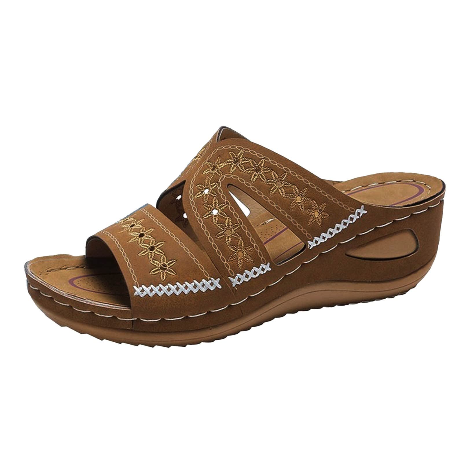 Women's Flat Slide Sandals with Cork Sole & Cute Knot Bow Design - Comfortable Canvas Summer Sandals for Beach, Pool, and Casual Outings