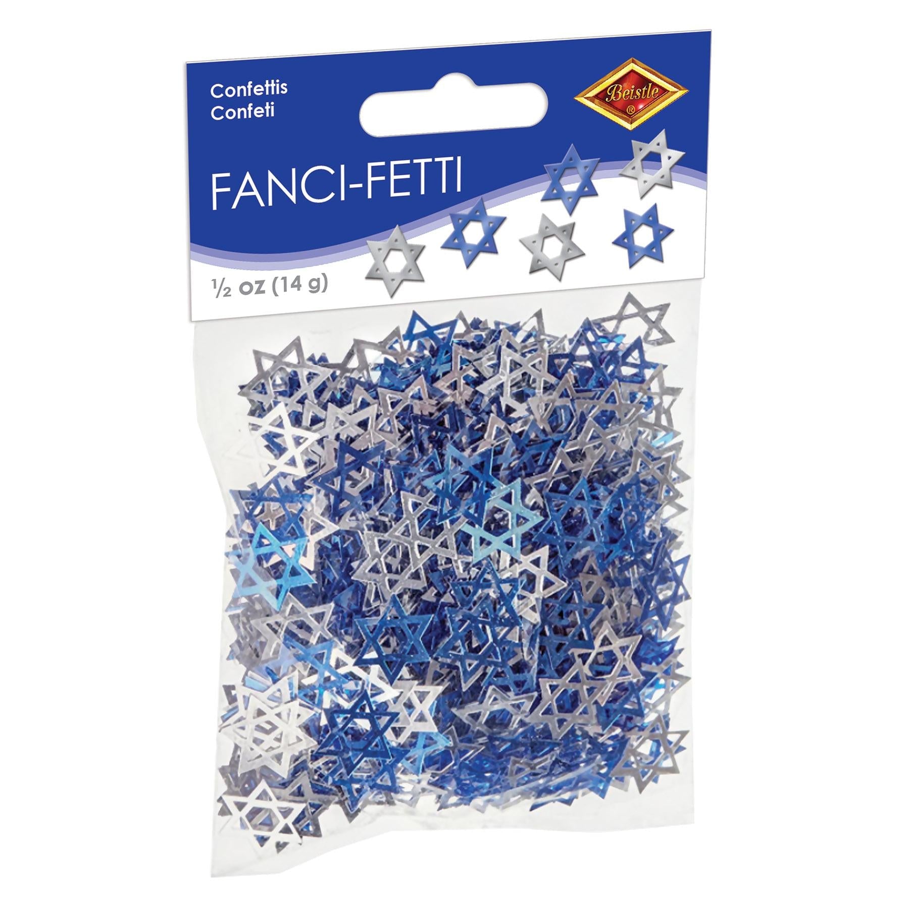 12 Pack Beistle Confetti Star of David Blue & Silver (0.5 Oz/Pkg) - Perfect for Hanukkah Decorations, Jewish Celebrations & Party Supplies