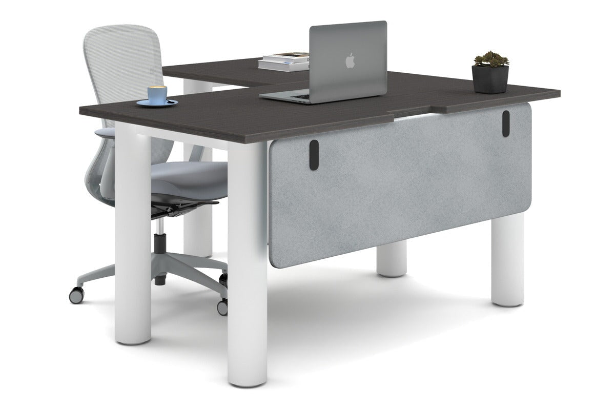 L-Shaped Corner Office Desk with Quadro Cylinder Legs - 1400L x 1550W, Cable Management Scallop - Perfect for Home Office, Study Room & Workspace Organization