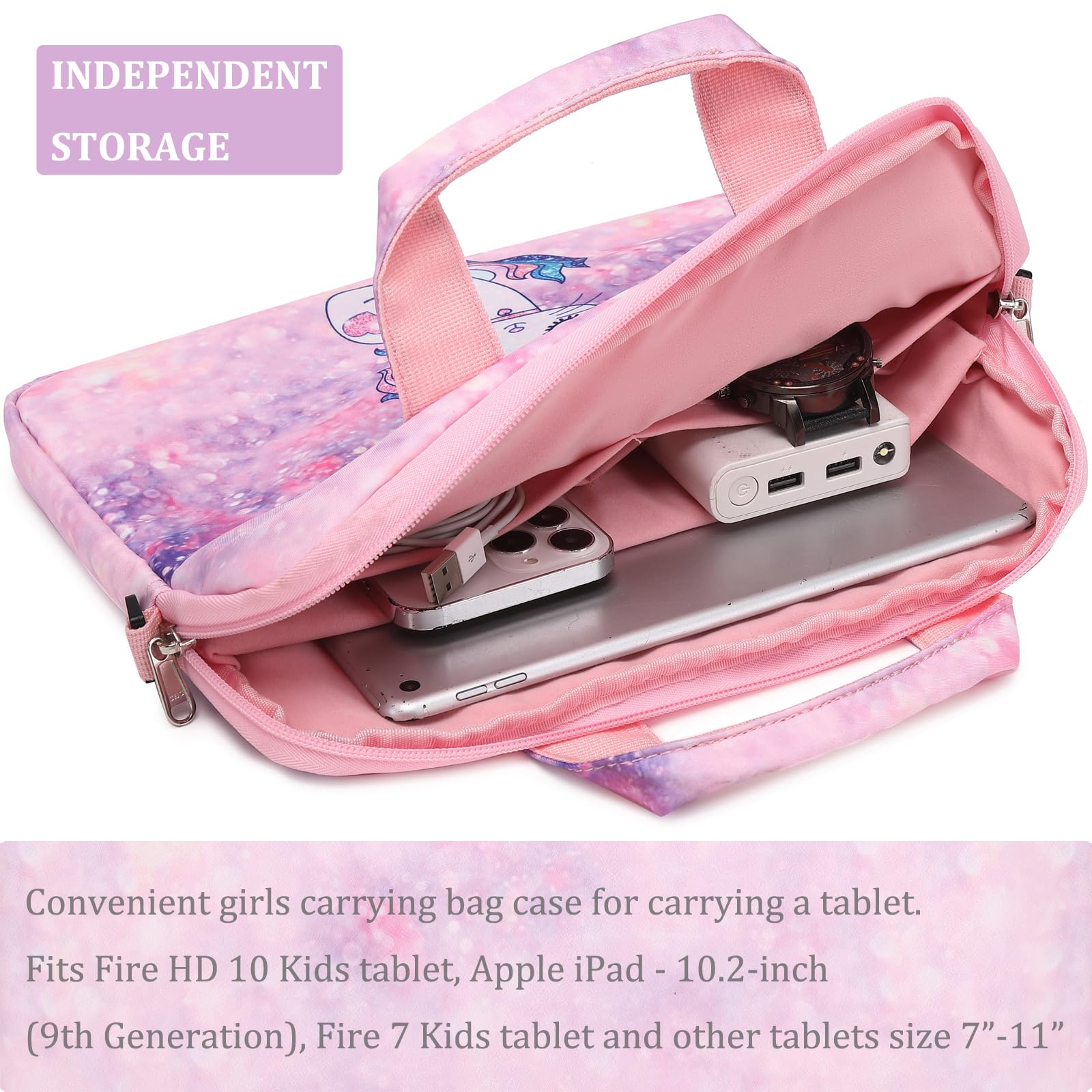 JIANYA Kids Tablet Carry Bag for iPad - Shockproof Shoulder Strap Case for 10-12.5 Inch Tablets - Perfect for School, Travel & Outdoor Activities