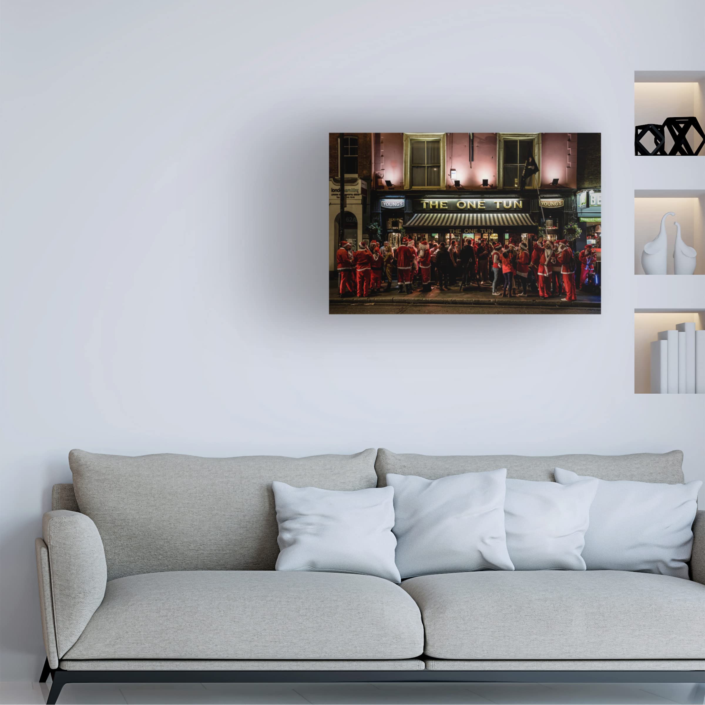 Trademark Fine Art 'Santa's Teambuilding' Canvas Wall Art by Walde Jansky - Perfect for Christmas Office Decor & Holiday Home Decoration