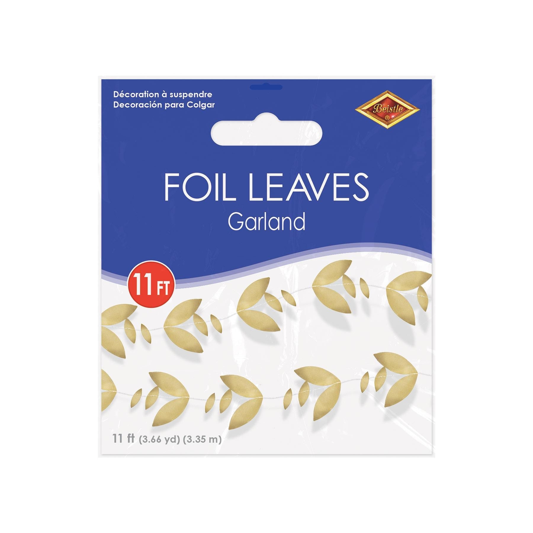 12 Pack Beistle Gold Foil Leaves Party Garland - Premium Metallic Decor for Birthday, Wedding, Baby Shower & Holiday Celebrations - Perfect for Wall, Table & Photo Backdrop Decorations