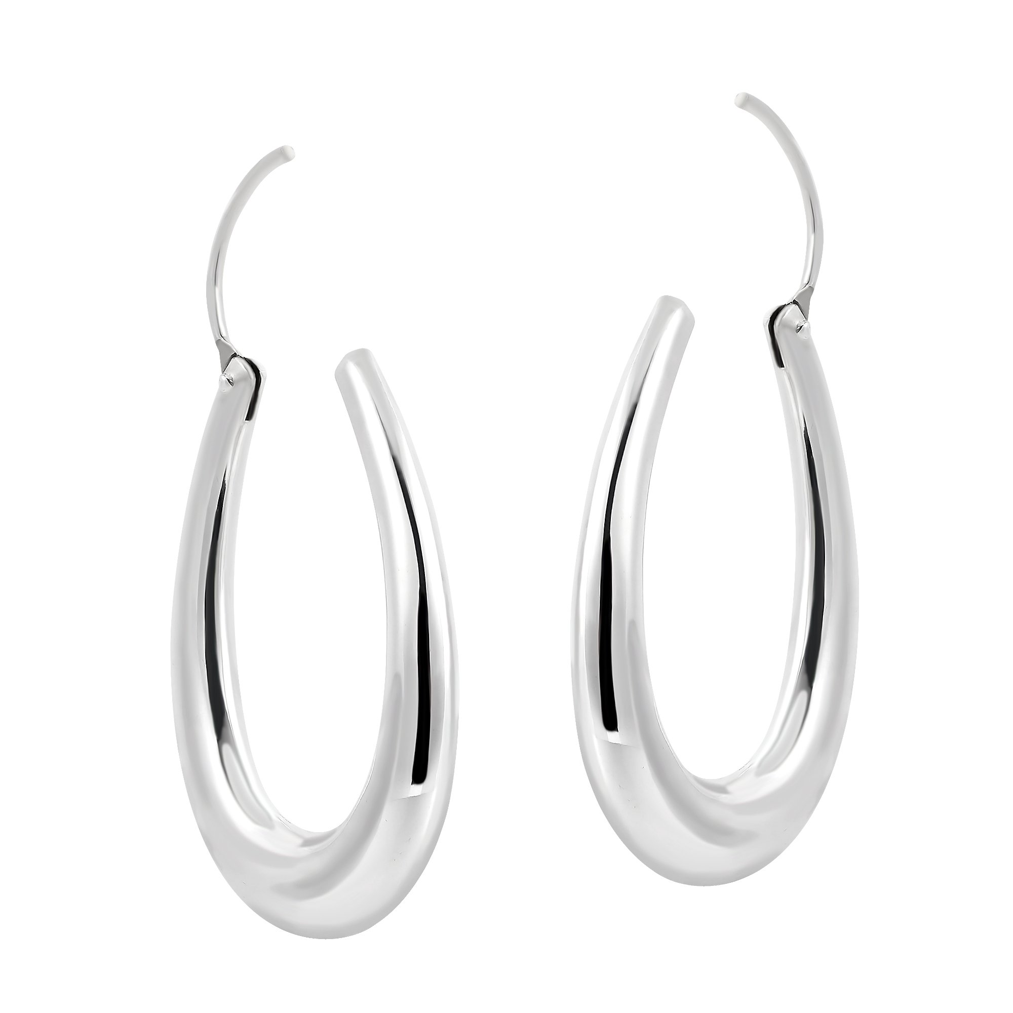 AeraVida 24mm Shiny Oval Teardrop Hoop Earrings for Women - .925 Sterling Silver Minimalist Hoops - Elegant Everyday Jewelry for Casual Wear, Office & Special Occasions - Perfect Gift for Daughter, Wife & Friends