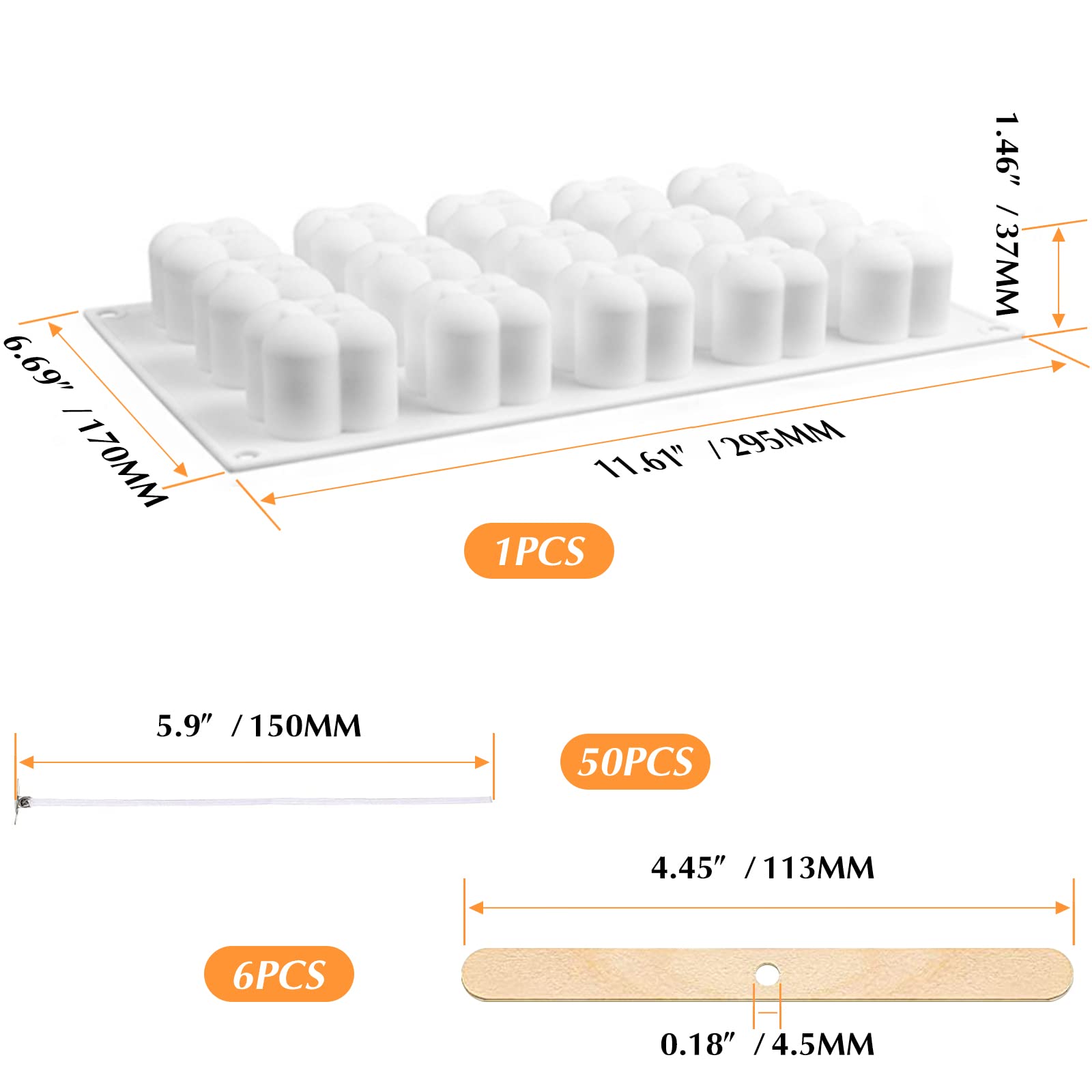 Premium 15-Cavity Silicone Bubble Candle Molds for DIY Candle Making - 3D Wax Melt Molds for Unique Handmade Candles, Home Decor & Craft Projects (White) - Perfect for Weddings, Gifts & Aromatherapy