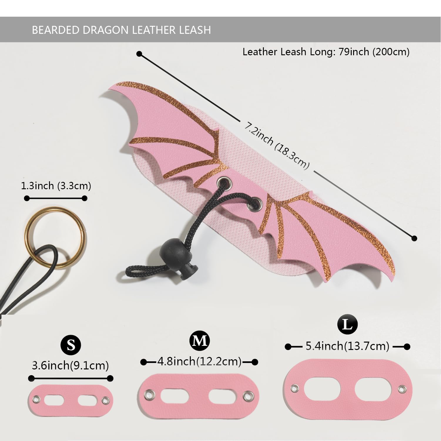 Bearded Dragon Leash and Harness Set - Adjustable Reptile Carrier with Leather Wings & Sling Bag - Small Pet Backpack for Lizards (Pink) | Perfect for Outdoor Adventures, Vet Visits & Safe Travels