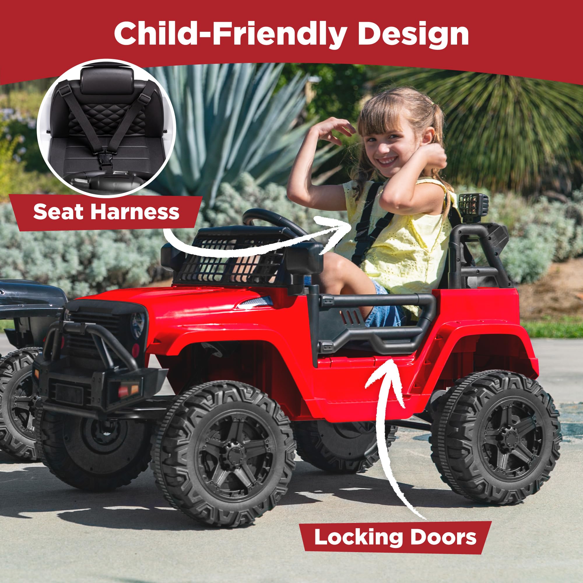 Best Choice Products 12V Kids Ride On Truck Car with Parent Remote Control, Spring Suspension, LED Lights & AUX Port - Red Electric Toy Vehicle for Boys & Girls | Perfect for Birthday Gifts, Outdoor Play & Backyard Fun