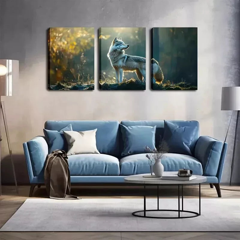 3-Piece Lone Wolf Wall Art Set - Framed Canvas Prints 40x60cm (16x24in) | High Quality Australian Made Home Decor | Perfect for Living Room, Bedroom & Office Wall Decoration