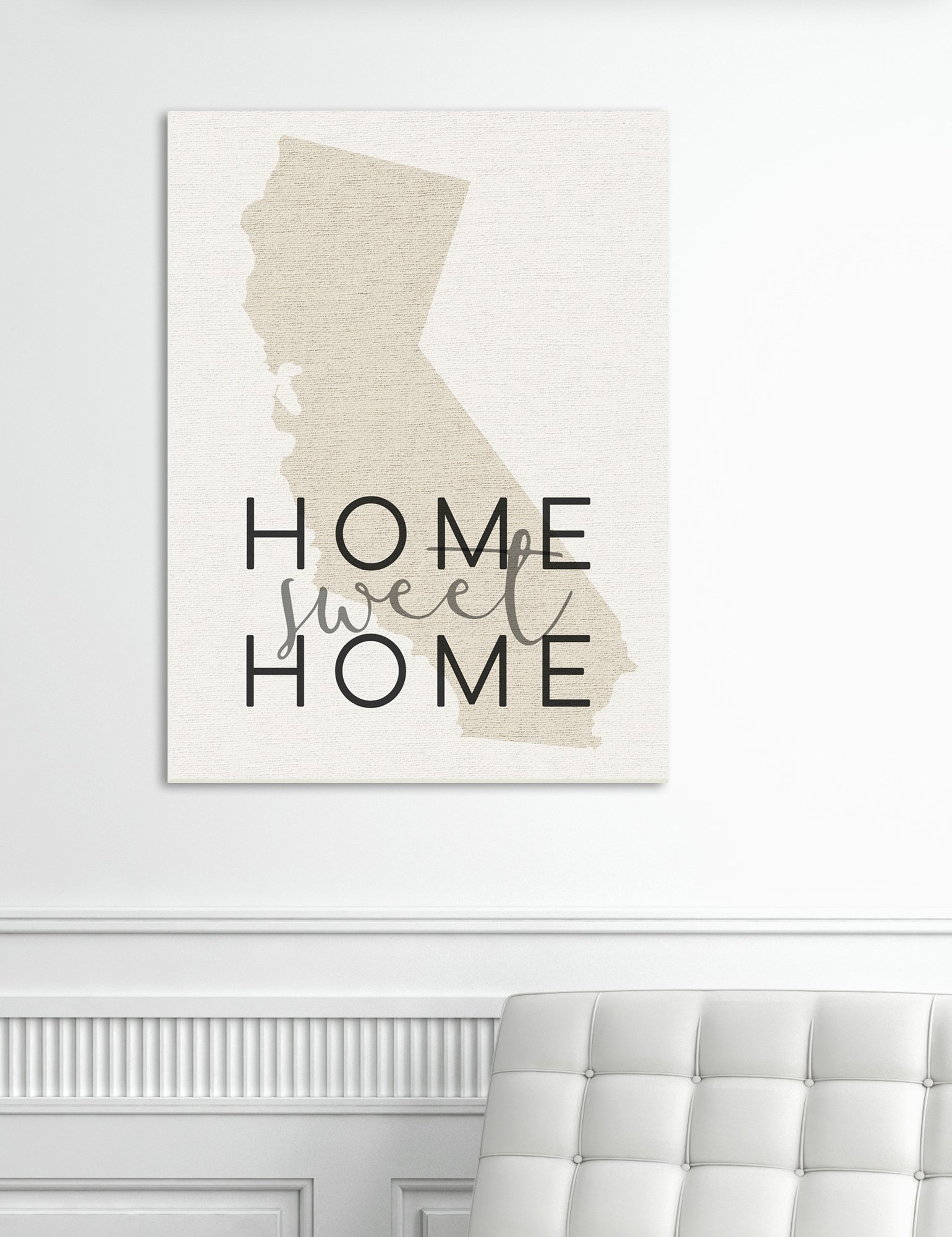 Stupell Industries 'Home Sweet Home' California Typography Wall Art - Handmade Stretched Canvas Decor - Made in USA - Perfect for Living Room, Bedroom & Office Wall Decor