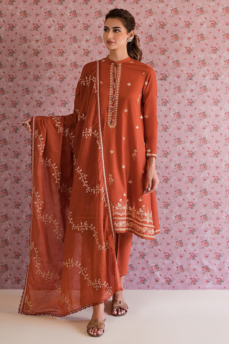 MISTY MELLOW 3-Piece Embroidered Lawn Suit for Women - Floral Design Summer Outfit for Casual Wear, Parties & Special Occasions