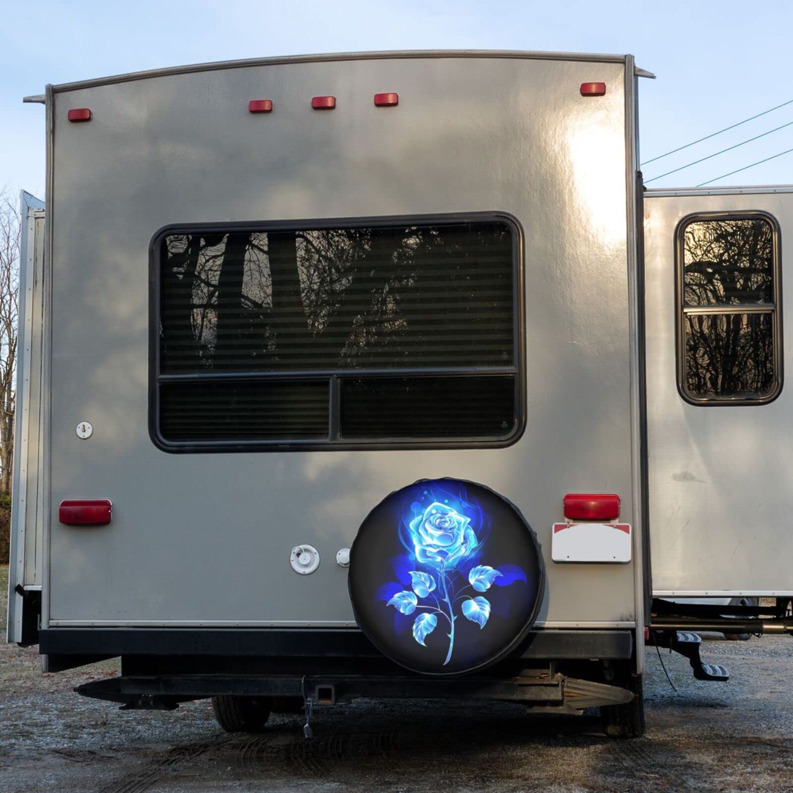 Blue Rose Spare Tire Cover - 16 Inch Dust-Proof Wheel Protector for Trailers, RVs, SUVs & Vehicles | Perfect for Outdoor Travel & Road Trips
