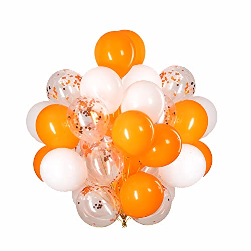 12in Orange+white Confetti 50pcs