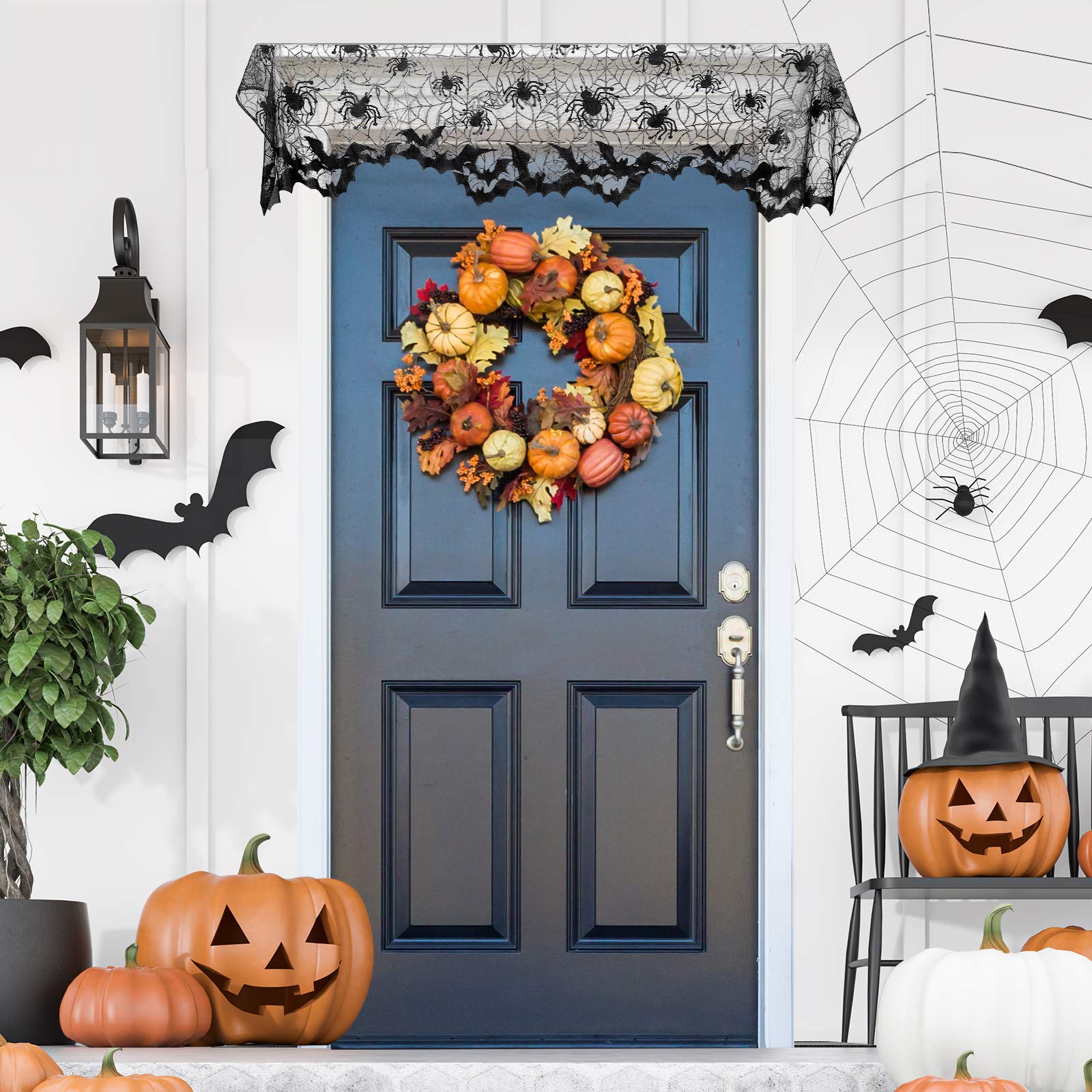 Spider Web Halloween Curtain 60x20 Inch - Window & Fireplace Decor