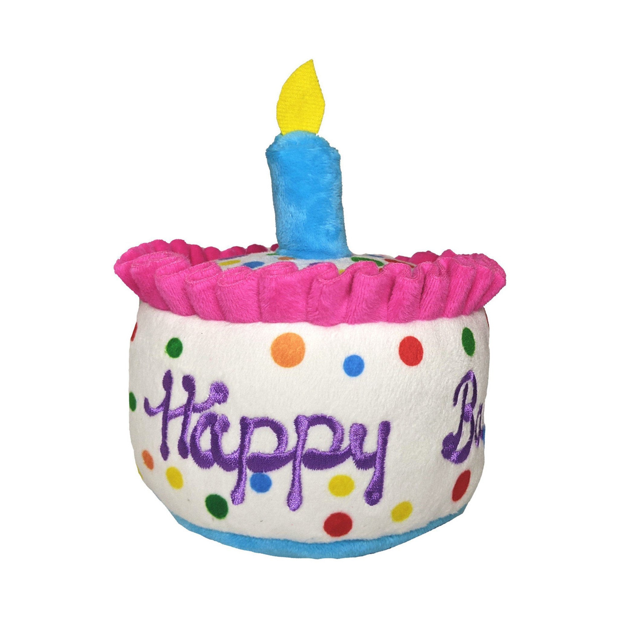 Lulubelles Happy Barkday Cake Plush Dog Toy - Cute Birthday Gift for Dogs, Soft & Durable Plush Cake for Pet Celebration - Perfect for Birthday Parties, Dog Adoption Anniversaries & Special Occasions