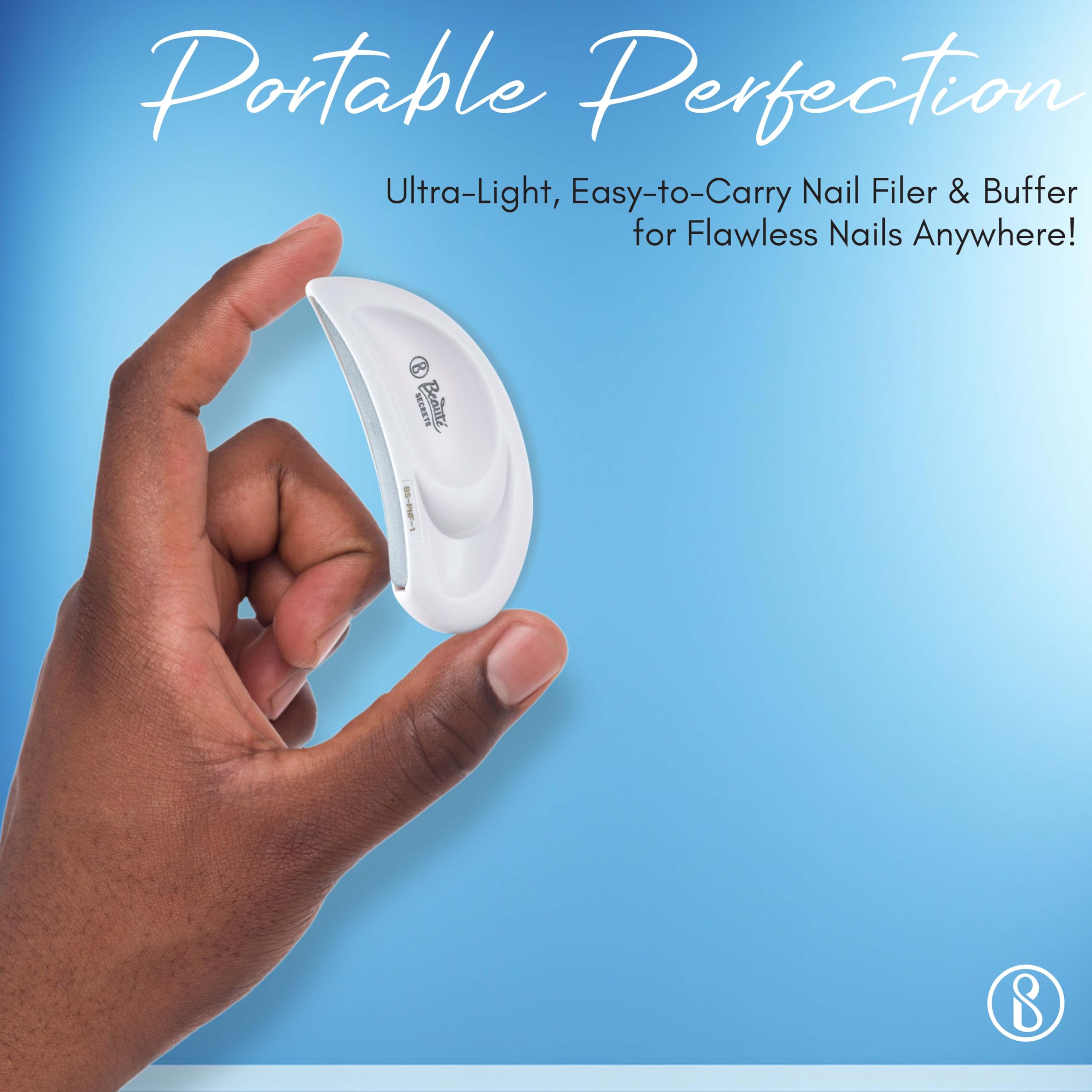 Beauté Secrets Professional Ear-Shaped Nail File & Buffer Set - Round Blade Nail Filer for Easy Nail Care, Smooth Nail Polishing - Perfect for Home, Salon & Travel Manicure Kits
