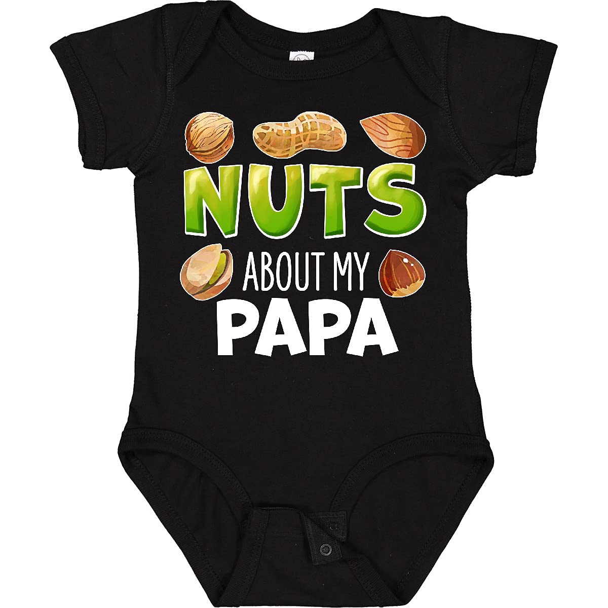 Inktastic 'Nuts About My Papa' Peanut, Almond, Pistachio Baby Bodysuit - Cute & Comfortable Outfit for Father's Day, Family Photos & Playtime