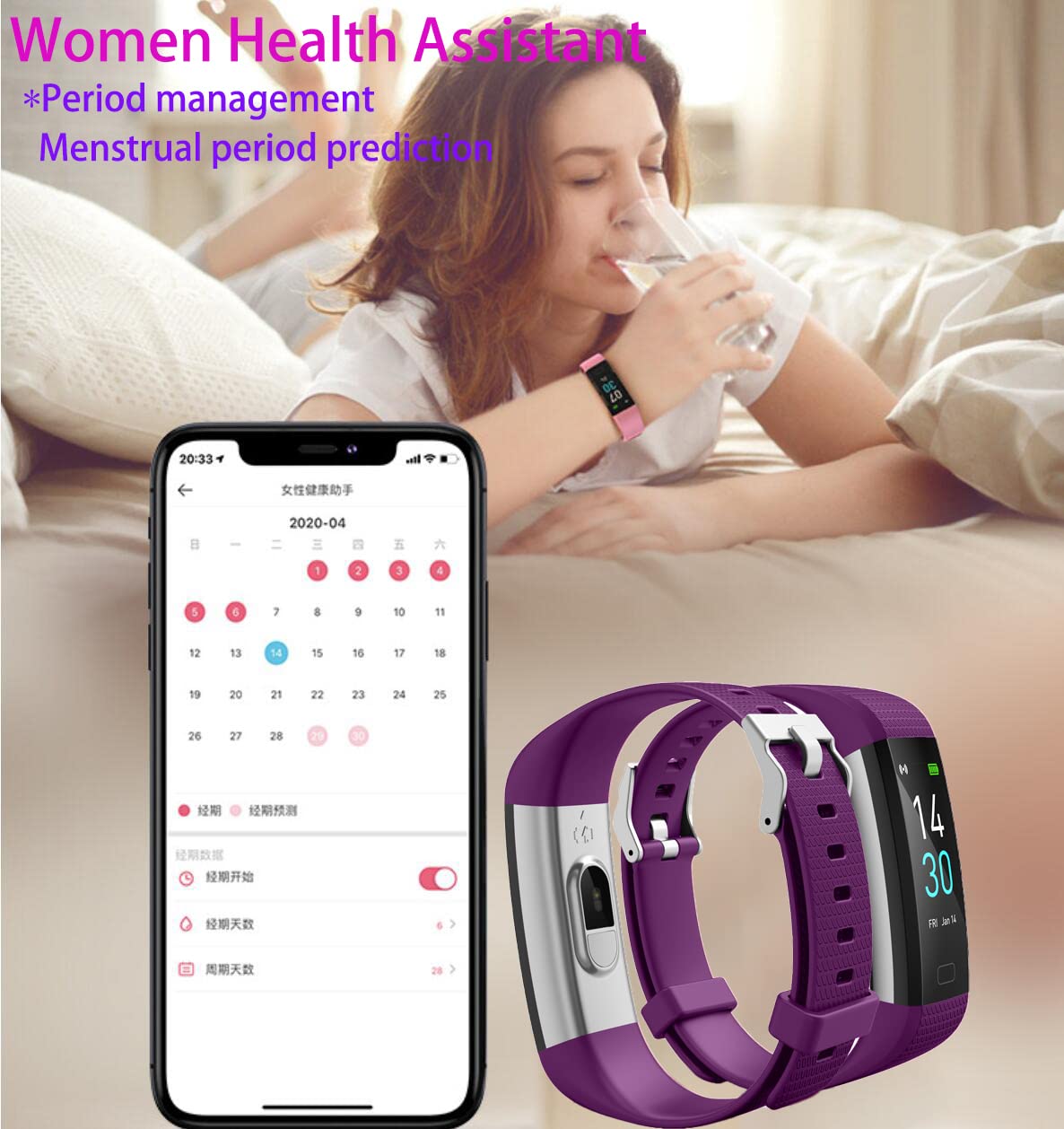 Fitness Tracker Watch with Heart Rate Monitor, Step Counter, Calorie & Sleep Tracker - IP68 Waterproof Smartwatch with Stopwatch & Pedometer (Purple) - Perfect for Running, Gym Workouts & Daily Activity Tracking