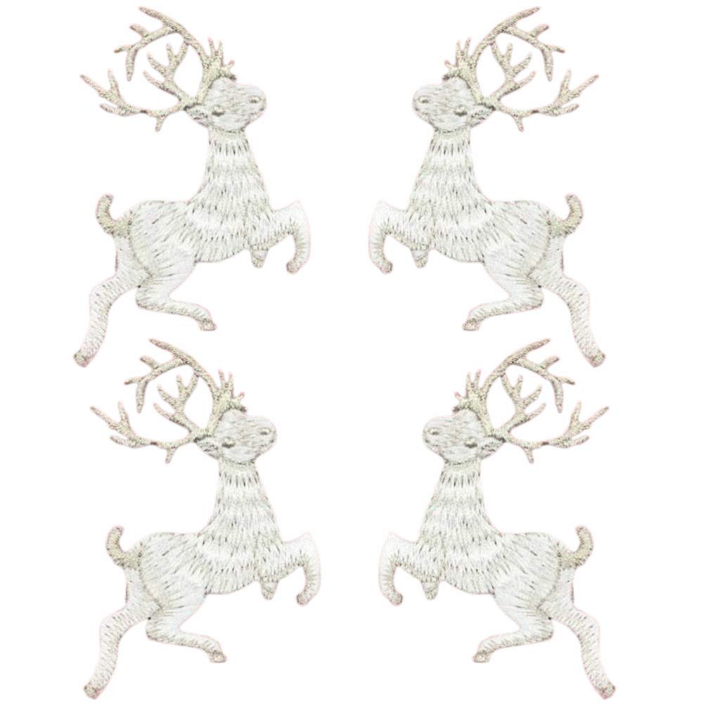 4Pcs Christmas Deer Iron-On Embroidery Patches - DIY Elk Applique for Hats, Clothes, Backpacks & Jeans - Festive Holiday Decor & Craft Supplies (Perfect for Christmas DIY Projects & Gift Making)