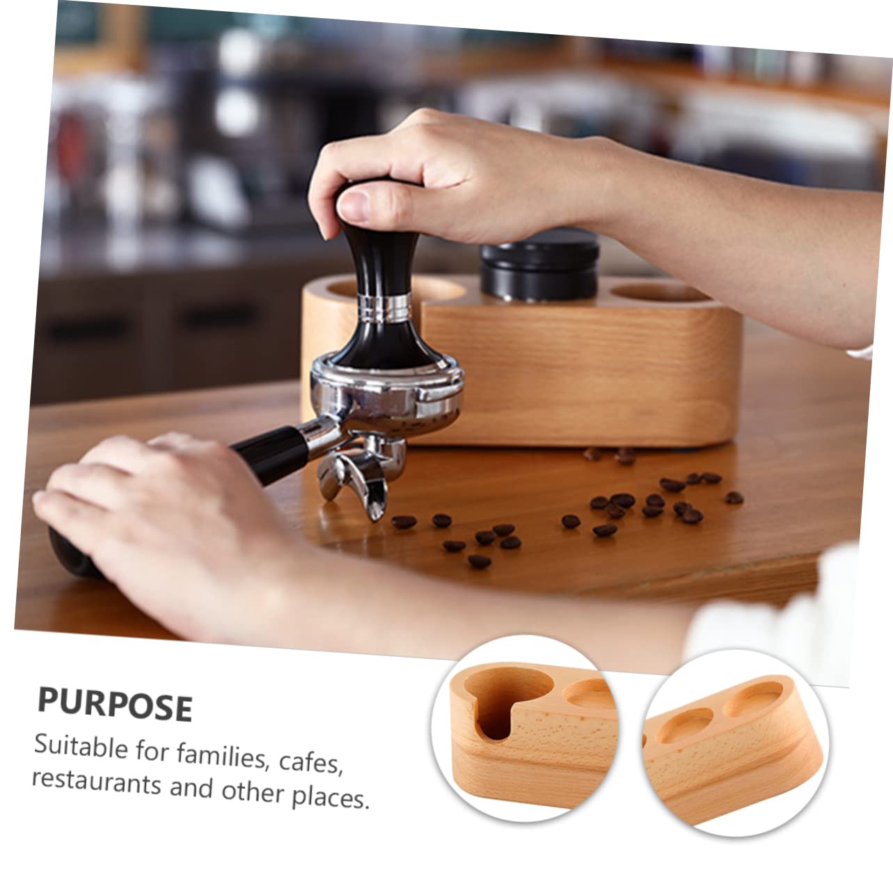 Premium Espresso Coffee Distributor & Tamper Station - Beech Wood Tamping Mat for Espresso Machines - Perfect for Baristas & Home Brewing - Ideal for Coffee Shops, Home Kitchens & Professional Use