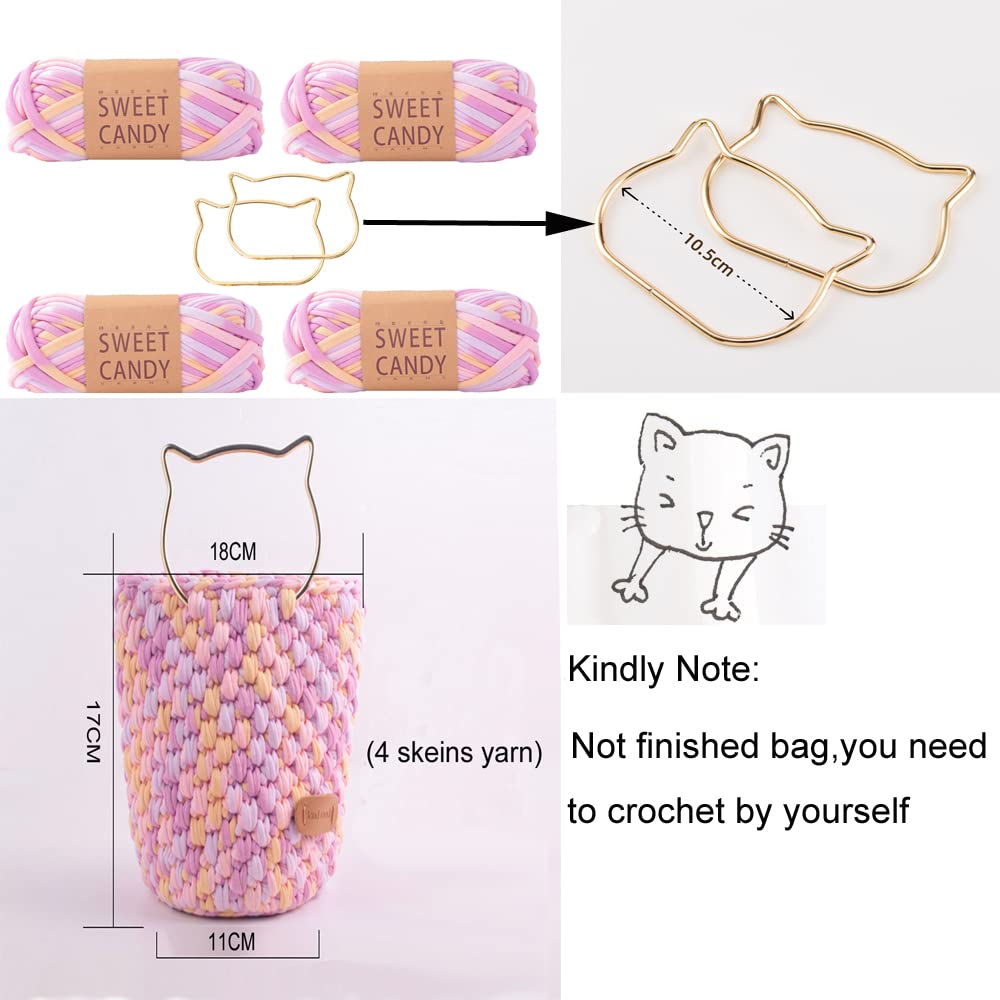 Premium T-Shirt Yarn Set (4x100g) - Soft Knitting & Crochet Yarn for DIY Handbags, Baskets & Home Decor - Includes Metal Handle - Perfect for Upcycling Projects (Red) - Great for Beginners & Advanced Crafters