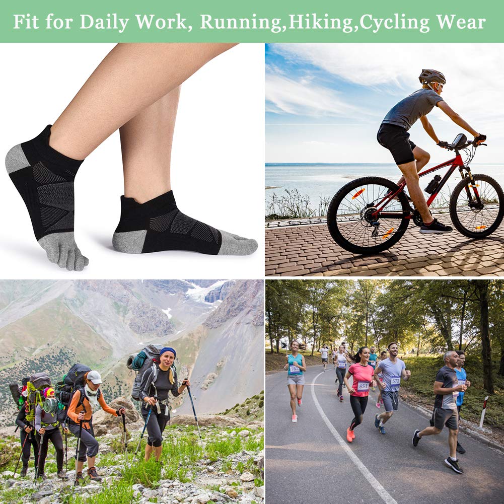 Breathable No-Show Five-Toe Socks for Women & Men - 3 Pairs Pack - Perfect for Running, Athletic Sports & Daily Wear