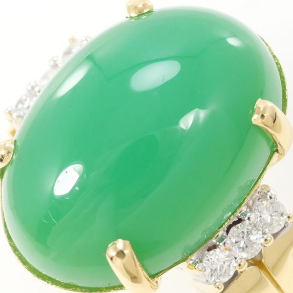 18K Yellow Gold Chrysoprase Ring for Women - Elegant Green Gemstone Jewelry for Engagement, Wedding, Anniversary & Special Occasions