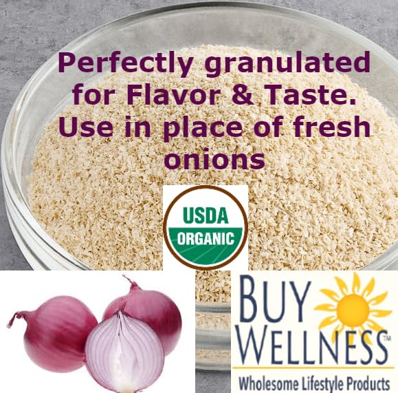 Premium Organic Onion Granules - Bulk 14 oz Bag | Granulated Red Onions & Scallions for Rich Flavor & Fresh Aroma | Ideal for Cooking, Seasoning & Meal Prep