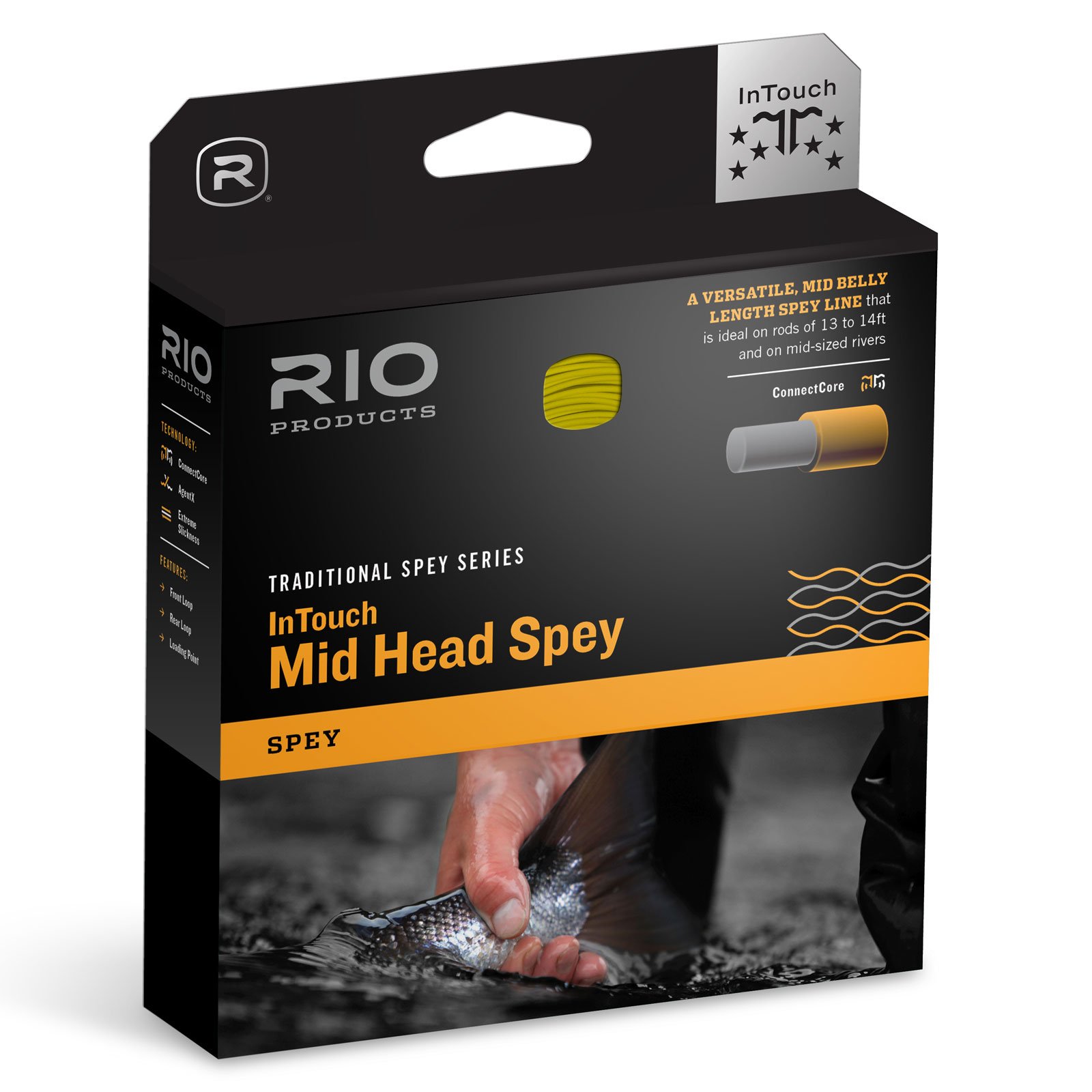 RIO Products InTouch Mid Head Spey Fly Line for Trout and Salmon Fishing - Perfect for Freshwater and Saltwater Fly Fishing