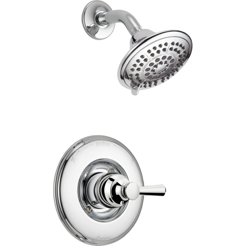 Delta Faucet Linden 14 Series Single-Function Shower Faucet Trim Kit with 5-Spray Chrome Shower Head - T14293 (Valve Not Included) - Perfect for Bathroom Renovation & Modern Home Upgrade