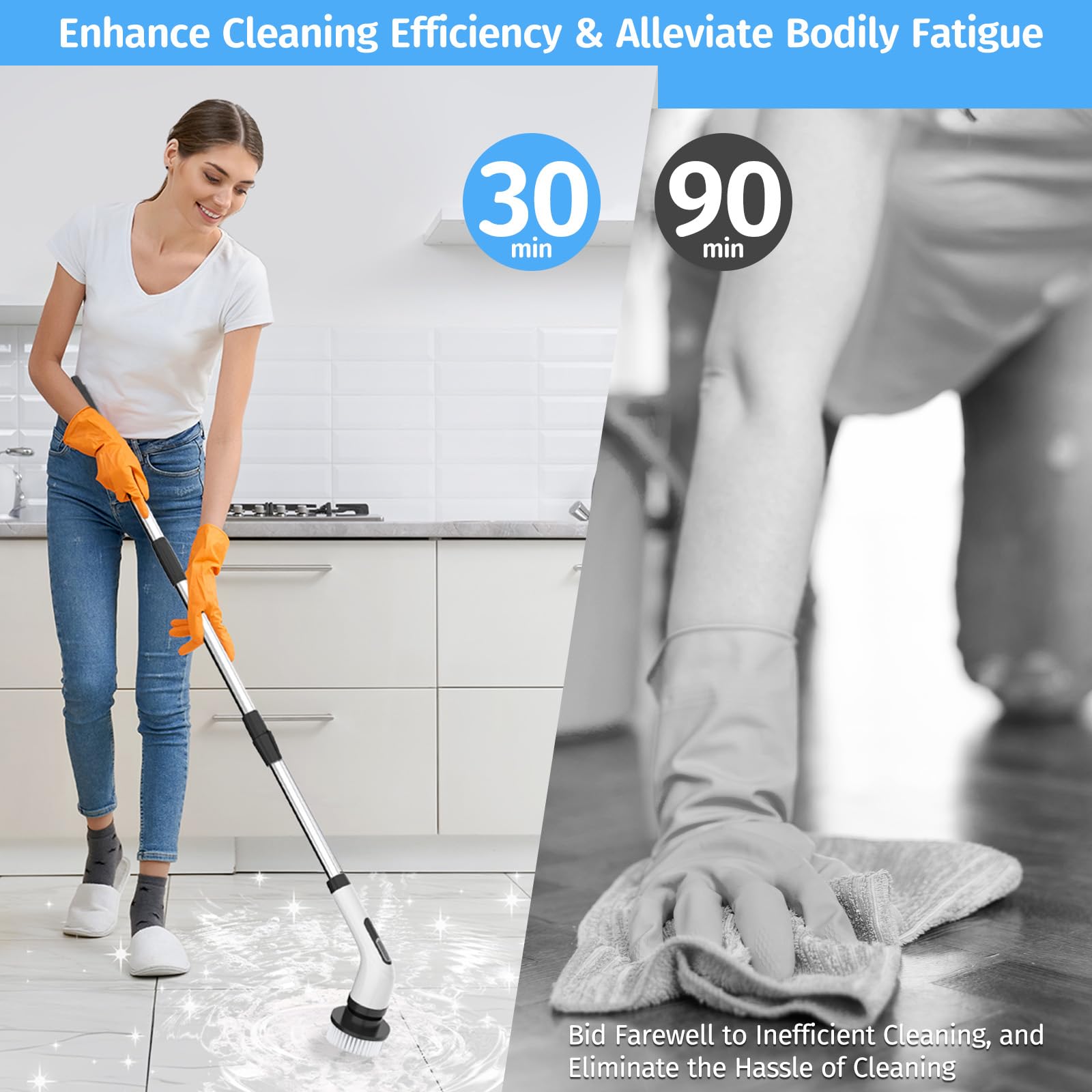 **Cordless Electric Spin Scrubber with 7 Replaceable Brush Heads – 2 Adjustable Speeds & Detachable Handle for Deep Cleaning Floors, Bathroom, Tub, Tile & Shower – Perfect for Home, Kitchen, and Outdoor Use**