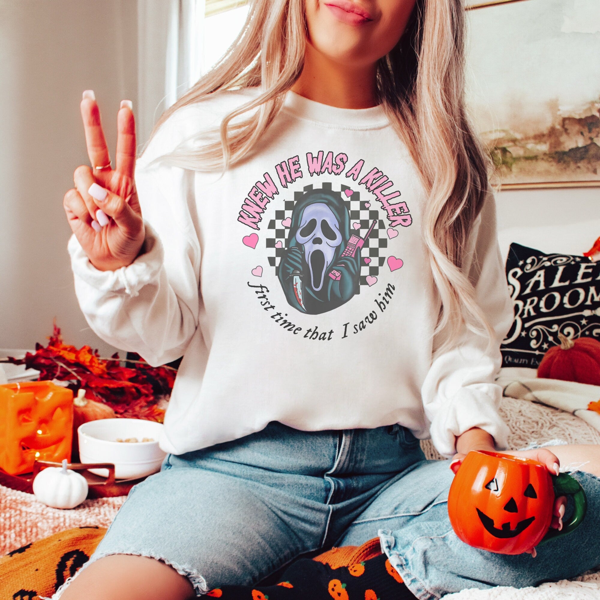 Taylor Swift Halloween Crewneck Sweater - Reputation Era Merch for Swiftie Fans - Ghostface Print - Perfect for Halloween Parties & Swiftie Gatherings
