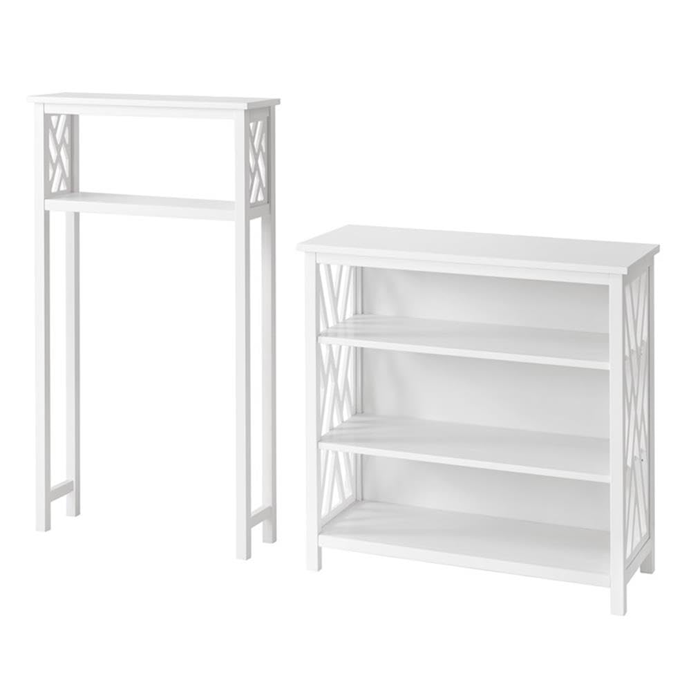 Alaterre Coventry Over Toilet Storage Shelf - White Wood Bathroom Organizer with Adjustable Shelves - Space Saving Design Fits Most Standard Toilets - Perfect for Small Bathrooms, Apartments & Vanity Storage