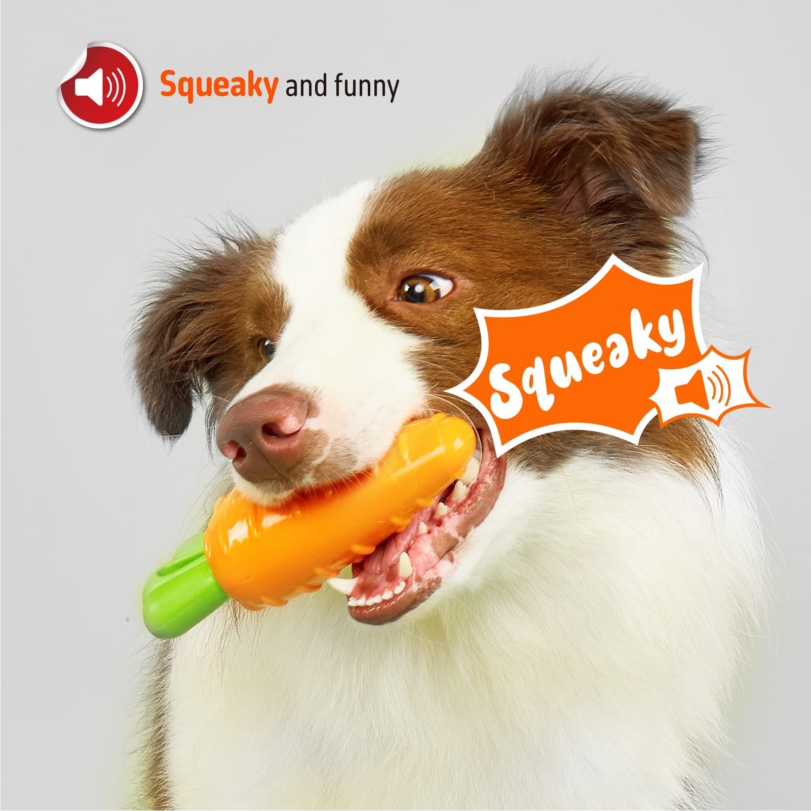 Durable Dog Chew Toys for Large & Medium Breeds - 3 Pack Squeaky Interactive Toys for Teeth Cleaning & Gum Massage - Tough Veggie Bites Puppy Chewers - Perfect for Playtime, Training & Dental Health