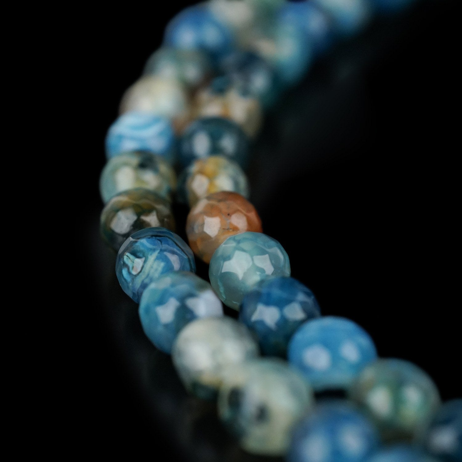 Premium Blue Striped Agate Islamic Prayer Beads - 99 Muslim Tasbih for Daily Dhikr & Meditation | Perfect for Home Worship, Travel & Gift Giving