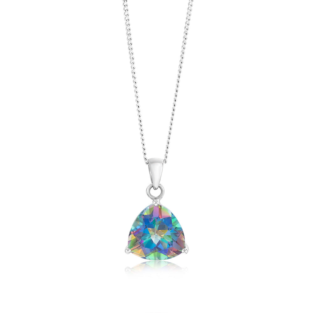9ct White Gold Natural Treated Adieu Topaz Pendant Necklace - Elegant Jewelry Gift for Women, Perfect for Weddings, Anniversaries & Special Occasions