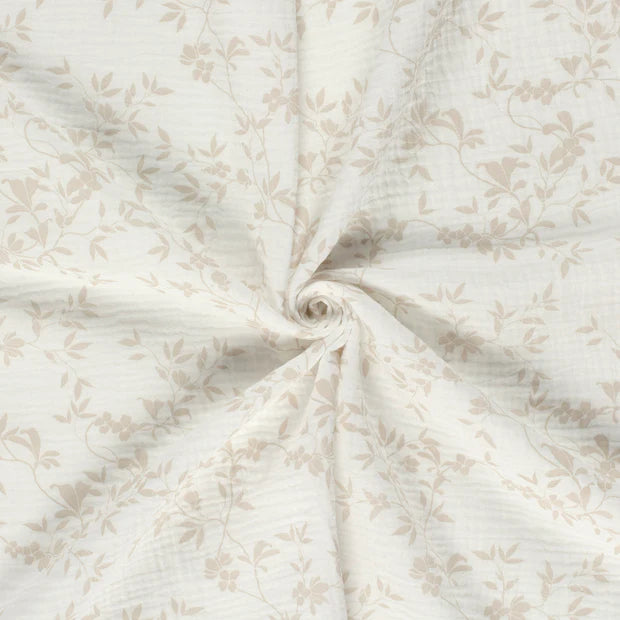 Branches Off White Double Gauze Fabric - Soft & Breathable Material for Dresses, Blouses & DIY Sewing Projects