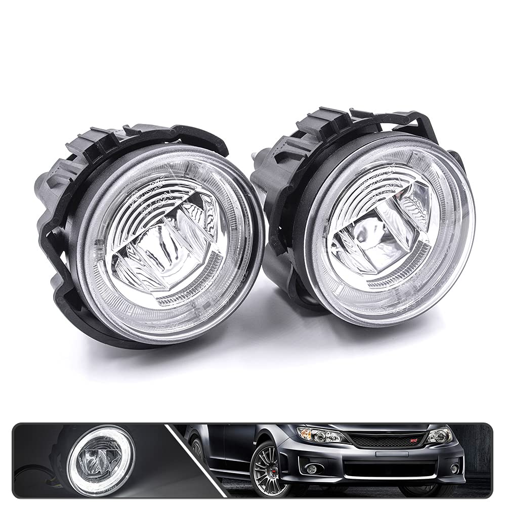 2Pcs LED Fog Lights & DRL Lights for Subaru Forester 2009-2013, Impreza WRX STI 2008-2010 - Xenon White LED Halo Ring Daytime Running Lamps - Perfect for Night Driving & Off-Road Adventures