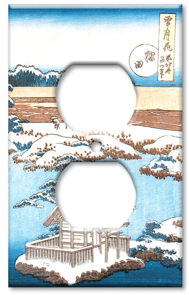 Hokusai Sumida River Art Switch Plate Cover - Japanese Wave Decor Outlet Cover for Home & Office Decor